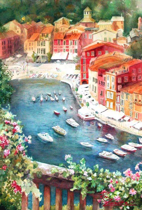 Portofino 1 - Watercolor Painting of Portofino, Italy