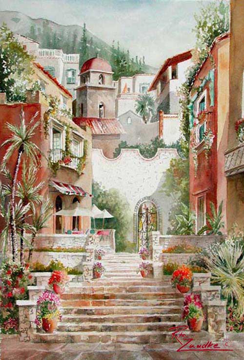 Taormina Entry - Watercolor of Italy